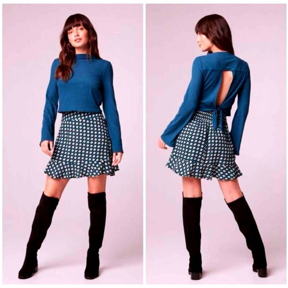 Band of The Free ~ Women's Colette Deep Teal Diamond Print ~‎ Mini Skirt ~ XS